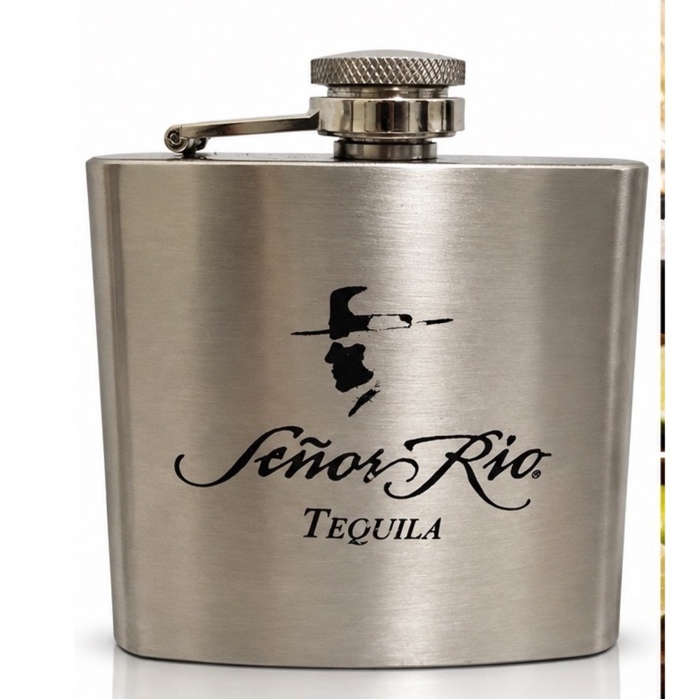Senor Rio Tequila Hip Flask MAXAM 6 oz Stainless Steel Promotional Barware